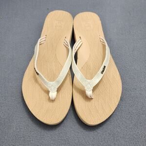 KuaiLu Flip Flop Sandals Shoes Women 8.5 EUR 39 UK 6 Tan Silver Arch Support